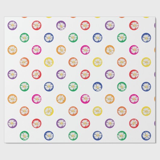 Daisies In Polka Dots ラッピングペーパー (フラット)