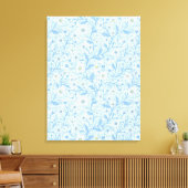 Daisies in white and blue on sea glass キャンバスプリント (インサイチュ (リビング))