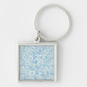 Daisies in white and blue on sea glass キーホルダー (正面)