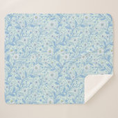 Daisies in white and blue on sea glass シェルパブランケット (正面(横))