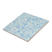 Daisies in white and blue on sea glass タイル (側面)