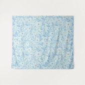 Daisies in white and blue on sea glass タペストリー (正面(横))