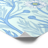 Daisies in white and blue on sea glass ポスター (角)