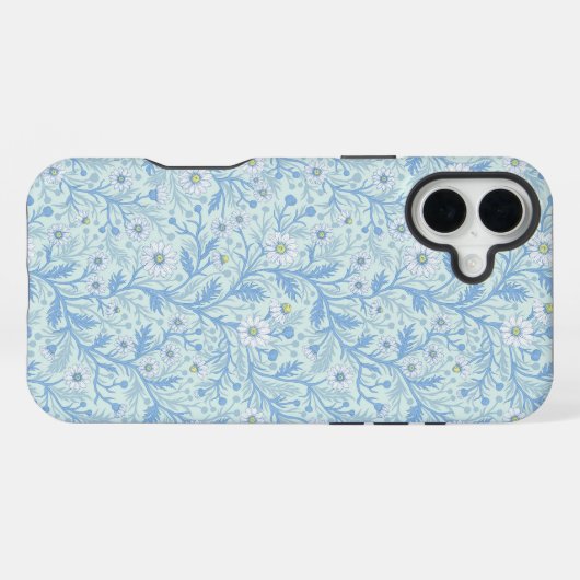 Daisies in white and blue on sea glass iPhoneケース (裏面横)
