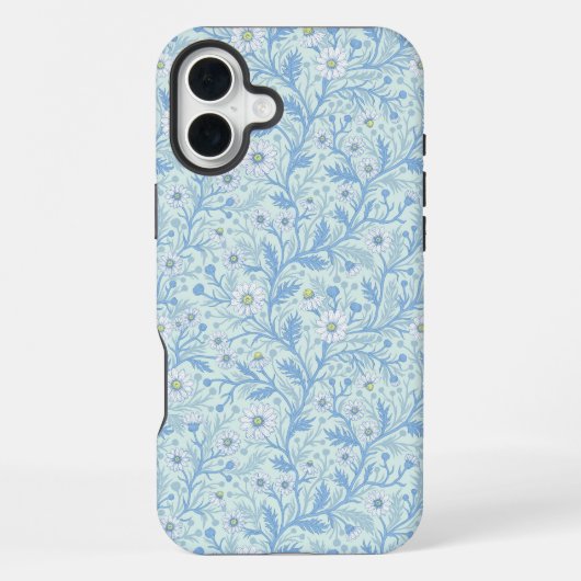 Daisies in white and blue on sea glass iPhoneケース (裏面)