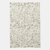 Daisies in white and brown on off white キッチンタオル (縦)