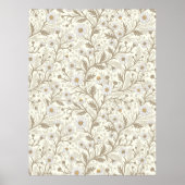 Daisies in white and brown on off white ポスター (正面)
