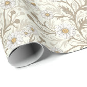 Daisies in white and brown on off white ラッピングペーパー (ロールコーナー)