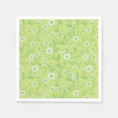 Daisies in white and green on honey dew green スタンダードカクテルナプキン (正面)