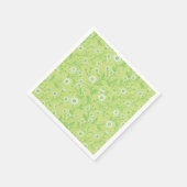 Daisies in white and green on honey dew green スタンダードカクテルナプキン (角)