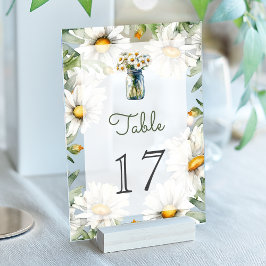 Daisies Mason Jar Wedding Acrylic Table Number アクリル招待状