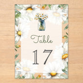Daisies Mason Jar Wedding Acrylic Table Number アクリル招待状 (正面)