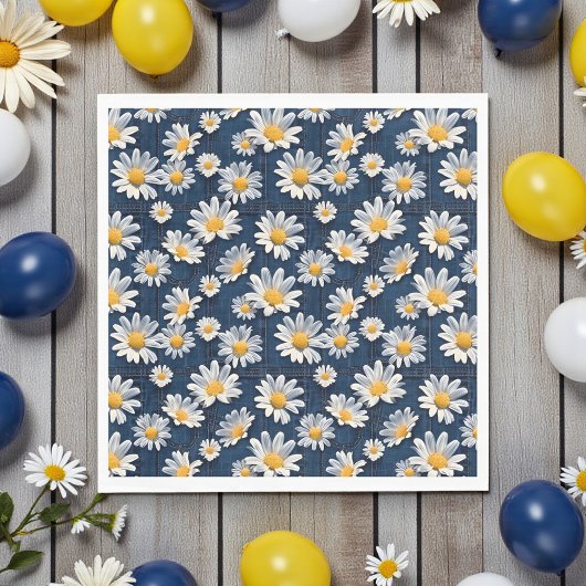 Daisies on Blue Denim Birthday  スタンダードランチョンナプキン