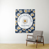 Daisies on Blue Denim Birthday  タペストリー (インサイチュ)