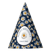 Daisies on Blue Denim Birthday  パーティーハット (正面)