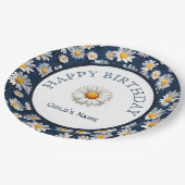 Daisies on Blue Denim Birthday  ペーパープレート (アングル)