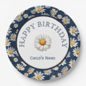 Daisies on Blue Denim Birthday  ペーパープレート (正面)