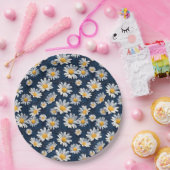 Daisies on Blue Denim Birthday  ペーパープレート (パーティー)