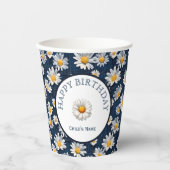 Daisies on Blue Denim Birthday Party 紙コップ (正面)