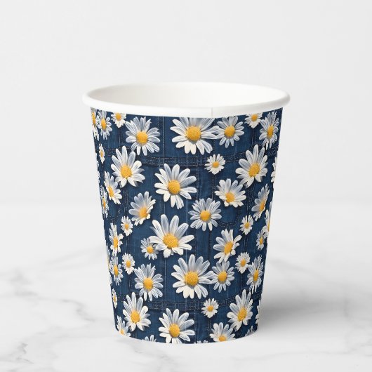 Daisies on Blue Denim Birthday Party 紙コップ (右)