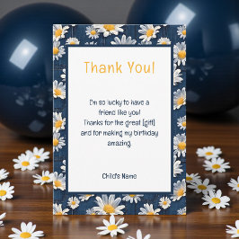 Daisies on Blue Denim Birthday Thank You Card サンキューカード