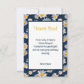 Daisies on Blue Denim Birthday Thank You Card サンキューカード (正面)