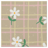 Daisies on Brown Plaid (large scale) ファブリック (クローズアップ)