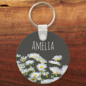 Daisies on Grey Personalised キーホルダー (正面)