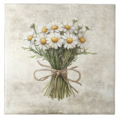 Daisies Rustic Floral Faux Ceramic Tile タイル (正面)