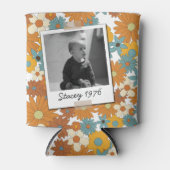 Daisies Seventies 70's Retro 50th Birthday Photo 缶クーラー (正面)