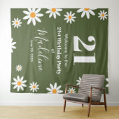 Daisies Spring floral Birthday Banner Backdrop タペストリー (インサイチュ(横))