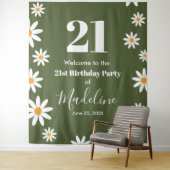 Daisies Spring floral Birthday Banner Backdrop タペストリー (インサイチュ)