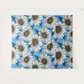 Daisies, wild flowers on blue タペストリー (正面(横))