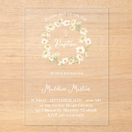 daisies wreath Baptism Invitation アクリル招待状