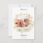 daisies wreath Baptism small thank you card  招待状 (正面)