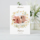 daisies wreath Baptism small thank you card  招待状 (スタンド正面)
