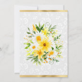 Daisies & Yellow Summer Flowers Gold Baby Shower 招待状 (裏面)