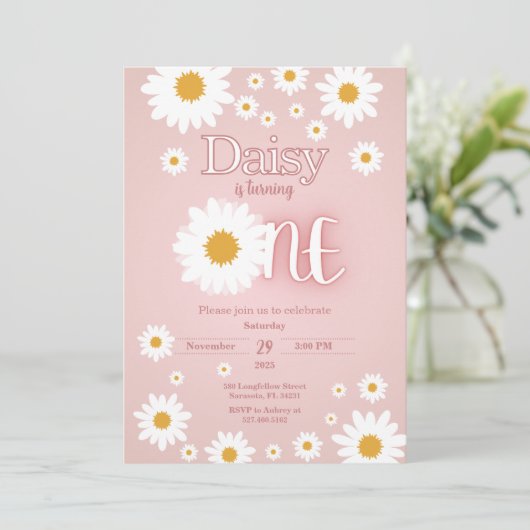Daisy 1st Birthday Invitation 招待状 (スタンド正面)