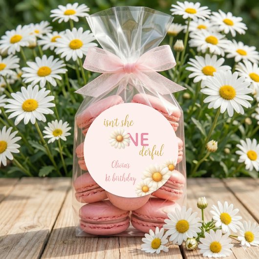 Daisy 1st Birthday Isn't She ONEderful Boho ラウンドシール