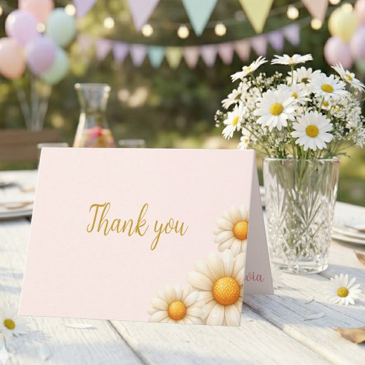 Daisy 1st Birthday Isn't She ONEderful Boho Folded サンキューカード