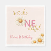 Daisy 1st Birthday Isn't She ONEderful Pink Boho スタンダードランチョンナプキン (正面)