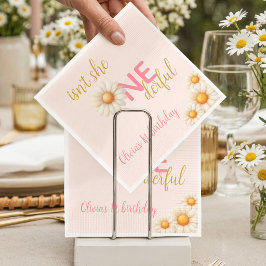 Daisy 1st Birthday Isn't She ONEderful Pink Boho スタンダードランチョンナプキン