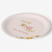 Daisy 1st Birthday Isn't She ONEderful Pink Boho ペーパープレート (アングル)
