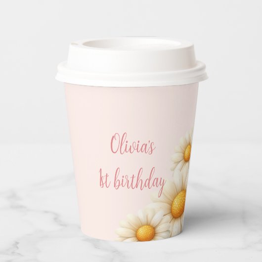 Daisy 1st Birthday Isn't She ONEderful Pink Boho 紙コップ (裏面)