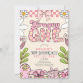 Daisy 1st Birthday Retro First Birthday Invitation 招待状 (正面)