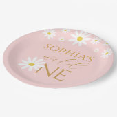 Daisy 1st Birthday Wild One Wildflower Birthday ペーパープレート (アングル)