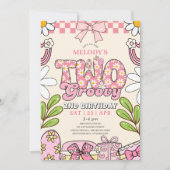 Daisy 2nd Birthday Retro 2nd Birthday Invitation 招待状 (正面)