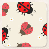 Daisy and Ladybug Birthday Party  スクエアペーパーコースター (正面)