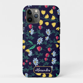daisy and lily floral botanical flower print, iPhone 11 proケース