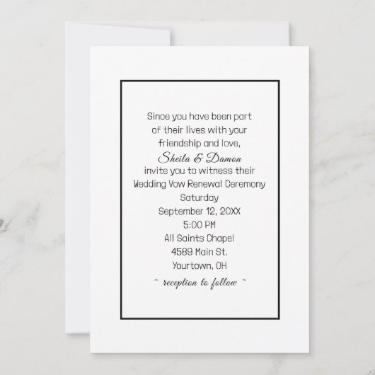 Daisy and Pearls Bouquet Wedding Vow Renewal 招待状 (裏面)